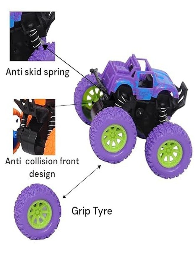 بيبي جو مجموعة شاحنات BabyGo Mini Monster Friction Power Truck، قطعتان، للأطفال من عمر 3 إلى 8 سنوات | سيارة انزلاقية 360 درجة | ادفعها وانطلق للأمام | سيارة لعبة للطرق الوعرة | أفضل هدية عيد ميلاد للأطفال الرضع من الجنسين. (متعددة الألوان) (مجموعة من 4 قطع) - Image 4